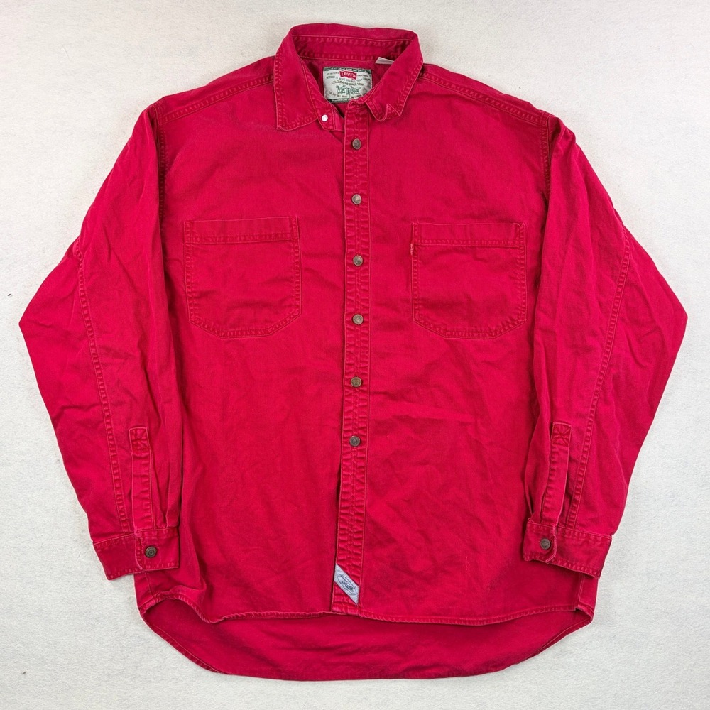 Vintage Levis Metal Faded Button up Shirt Mens XL Long Sleeve Cotton Workwear